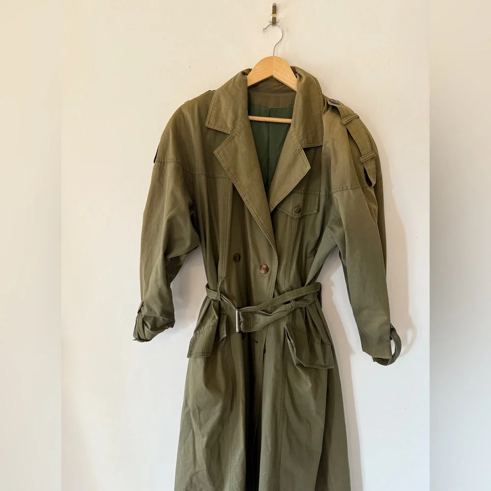 Vintage Together Olive Women's Trench Coat - Picture 4 of 16